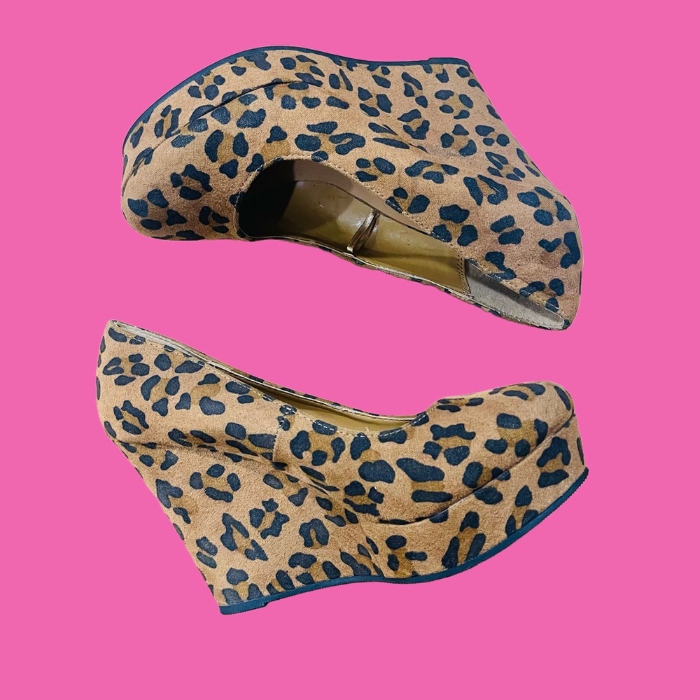 Rue 21 Leopard Animal Print Wedge Platform Heels Women’s 7/8 M